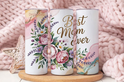 Best Mom Ever Floral 20oz Tumbler Wrap Sublimation DesignSVG 
