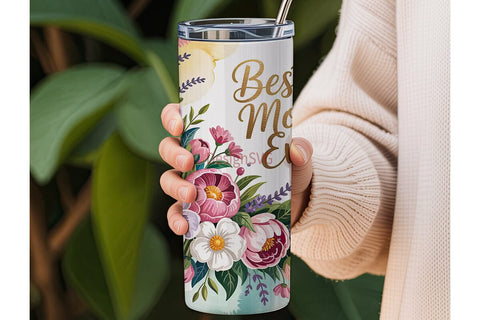 Best Mom Ever Floral 20oz Tumbler Wrap Sublimation DesignSVG 