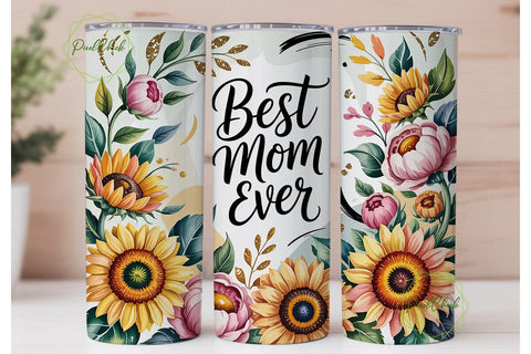 Best Mom Ever Floral 20oz Tumbler Wrap Sublimation PixelChick 