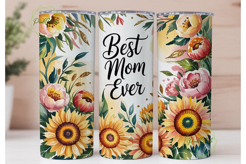 Best Mom Ever Floral 20oz Tumbler Wrap Sublimation PixelChick 