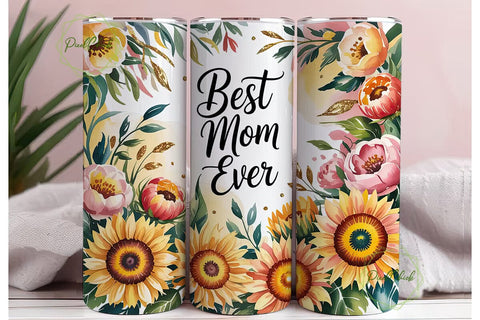 Best Mom Ever Floral 20oz Tumbler Wrap Sublimation PixelChick 