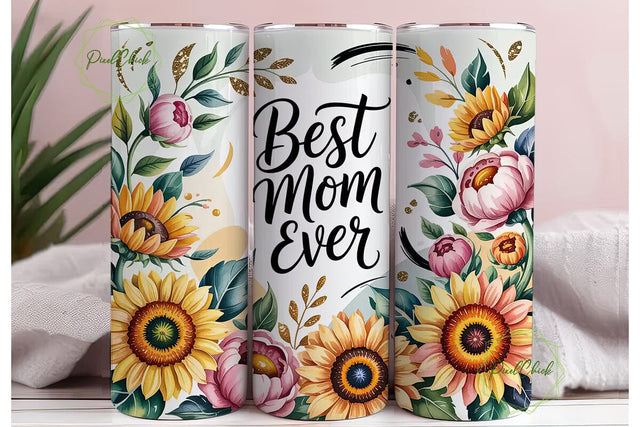 Best Mom Ever Floral 20oz Tumbler Wrap Sublimation PixelChick 