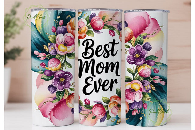 Best Mom Ever Floral 20oz Tumbler Wrap Sublimation PixelChick 