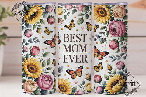 Best Mom Ever Floral 20oz Tumbler Wrap Sublimation sassyprint 