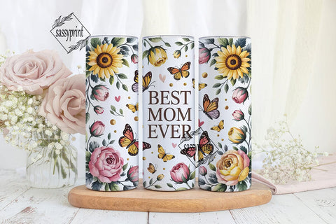 Best Mom Ever Floral 20oz Tumbler Wrap Sublimation sassyprint 