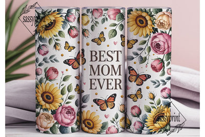 Best Mom Ever Floral 20oz Tumbler Wrap Sublimation sassyprint 