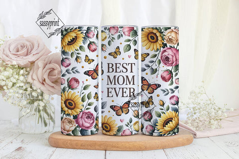 Best Mom Ever Floral 20oz Tumbler Wrap Sublimation sassyprint 