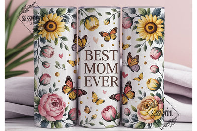 Best Mom Ever Floral 20oz Tumbler Wrap Sublimation sassyprint 