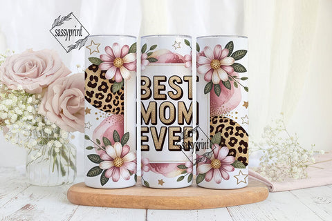 Best Mom Ever Floral Glitter Tumbler Sublimation sassyprint 