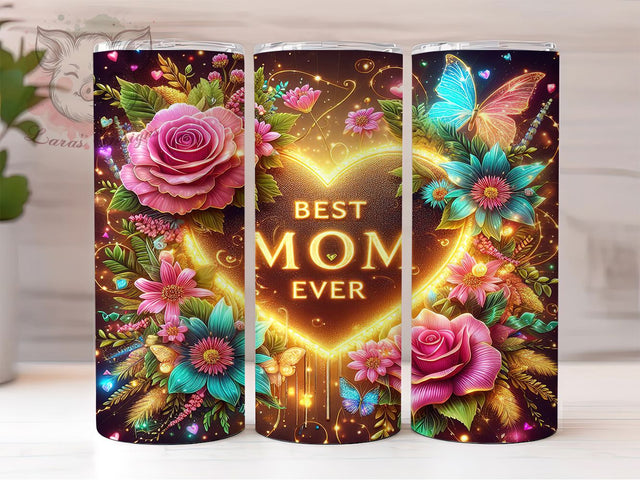 Best Mom Ever Floral Tumbler Wrap, Mother’s Day Tumbler 2025, Mom Gift Sublimation, 20oz Mom Wrap, Floral Mom Tumbler Design, Mom Life PNG, Loving Mom Tumbler Wrap Sublimation Lara' s Designs 