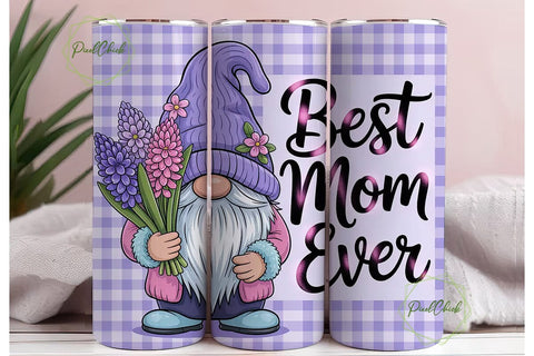 Best Mom Ever Gnome 20oz Tumbler Wrap Sublimation PixelChick 