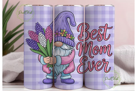 Best Mom Ever Gnome 20oz Tumbler Wrap Sublimation PixelChick 