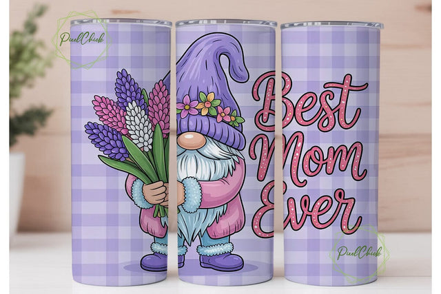 Best Mom Ever Gnome 20oz Tumbler Wrap Sublimation PixelChick 