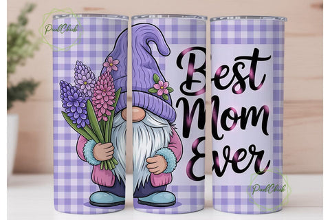Best Mom Ever Gnome 20oz Tumbler Wrap Sublimation PixelChick 