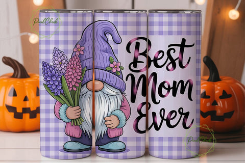 Best Mom Ever Gnome 20oz Tumbler Wrap Sublimation PixelChick 