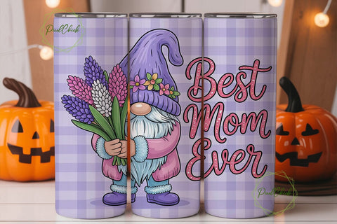 Best Mom Ever Gnome 20oz Tumbler Wrap Sublimation PixelChick 