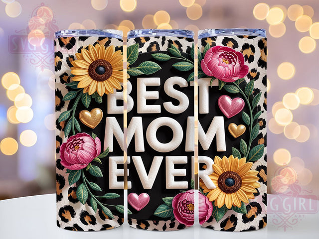 Best Mom Ever Leopard Floral 20oz Tumbler, Leopard Floral Tumbler, Glitter Tumbler Wrap, 20oz Tumbler Design, Mom Sublimation Wrap, Floral Tumbler Wrap, Mom Gift Tumbler Sublimation SvggirlplusArt 