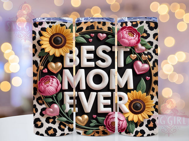 Best Mom Ever Leopard Floral 20oz Tumbler, Leopard Floral Tumbler, Glitter Tumbler Wrap, 20oz Tumbler Design, Mom Sublimation Wrap, Floral Tumbler Wrap, Mom Gift Tumbler Sublimation SvggirlplusArt 