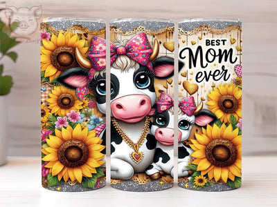 Best Mom Ever Mothers Day 20oz Tumbler Png, Straight & Tapered Tumbler Png, Cute Highland Cow with Baby Tumbler Png, Digital Download PNG Sublimation Lara' s Designs 
