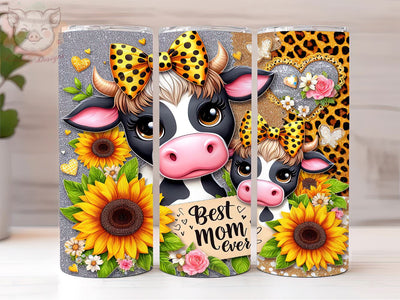Best Mom Ever Mothers Day 20oz Tumbler Png, Straight & Tapered Tumbler Png, Cute Highland Cow with Baby Tumbler Png, Digital Download PNG Sublimation Lara' s Designs 