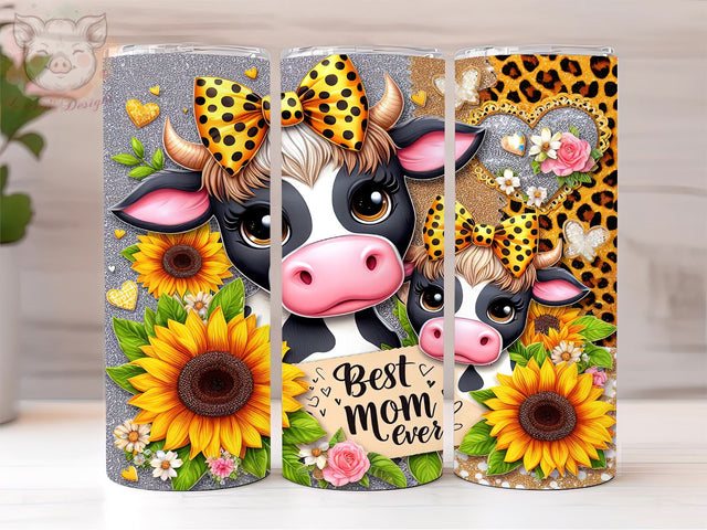 Best Mom Ever Mothers Day 20oz Tumbler Png, Straight & Tapered Tumbler Png, Cute Highland Cow with Baby Tumbler Png, Digital Download PNG Sublimation Lara' s Designs 