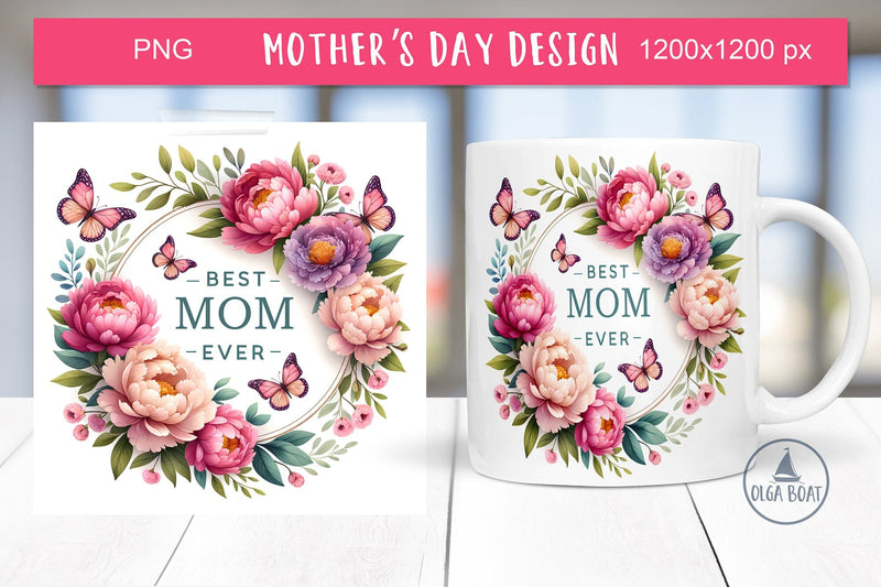 Best mom ever mug | Mothers day sublimation mug Sublimation Olga Boat Design 