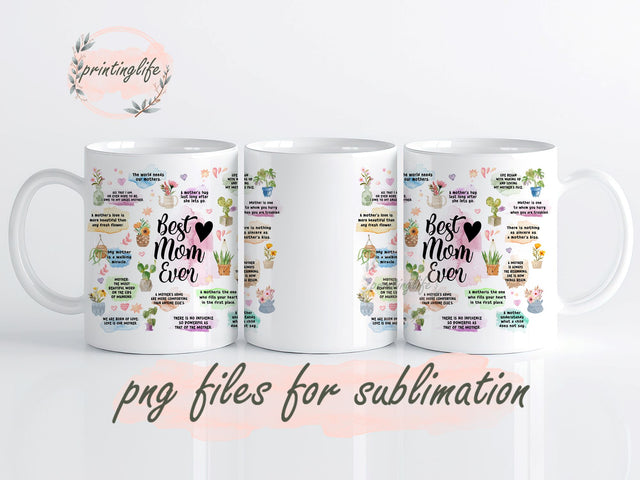 Best Mom Ever Mum life floral Mother's day Mug Wrap Design, Instant Digital Design Download Mug Wrap Design, Mug Design PNG Sublimation PrintingLife 