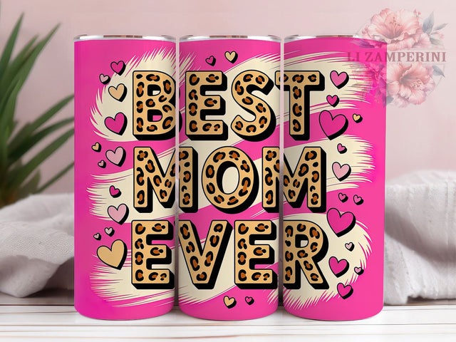 Best Mom Ever Pink Leopard 20oz Tumbler, Pink Leopard Tumbler, Sublimation Wrap, 20oz Tumbler Design, Mother’s Day Gift, PNG Tumbler Wrap, Mom Quote Sublimation Li Zamperini 