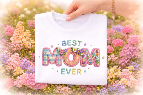 Best Mom Ever PNG, Embroidery Patchwork Mama Sublimation designmaster24 