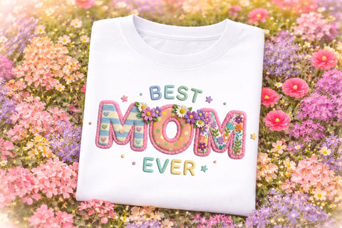Best Mom Ever PNG, Embroidery Patchwork Mama Sublimation designmaster24 