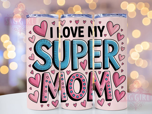 Best Mom Ever Super MOM 20oz Tumbler, Super MOM Tumbler, Sublimation Wrap, 20oz Tumbler Design, Mother’s Day Gift, PNG Tumbler Wrap, Mom Quote Sublimation SvggirlplusArt 