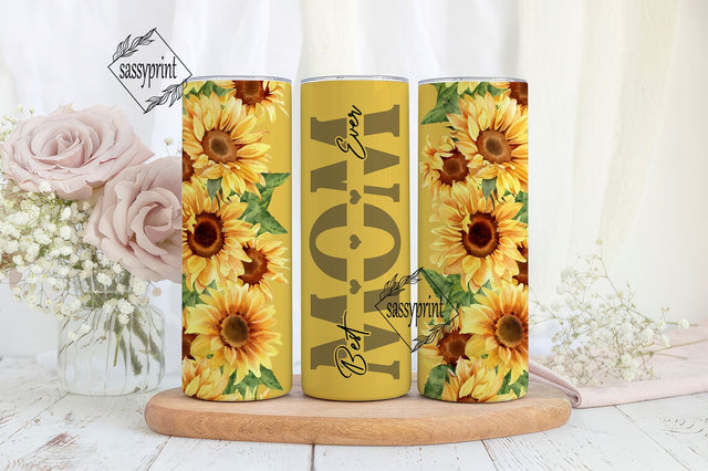Best Mom Ever Tumbler Wrap, 20oz Skinny Sublimation, Instant Digital Download, Sunflower Design, Mon Tumbler, Mom Appreciation Gift Sublimation sassyprint 