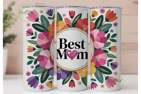 Best Mom Floral 20oz Tumbler Wrap Sublimation PixelChick 