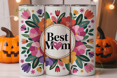 Best Mom Floral 20oz Tumbler Wrap Sublimation PixelChick 