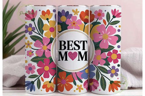Best Mom Floral 20oz Tumbler Wrap Sublimation PixelChick 
