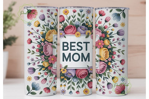 Best Mom Floral 20oz Tumbler Wrap Sublimation PixelChick 