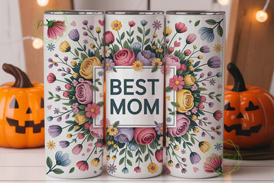 Best Mom Floral 20oz Tumbler Wrap Sublimation PixelChick 
