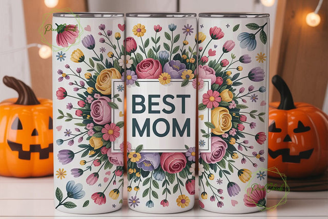 Best Mom Floral 20oz Tumbler Wrap Sublimation PixelChick 