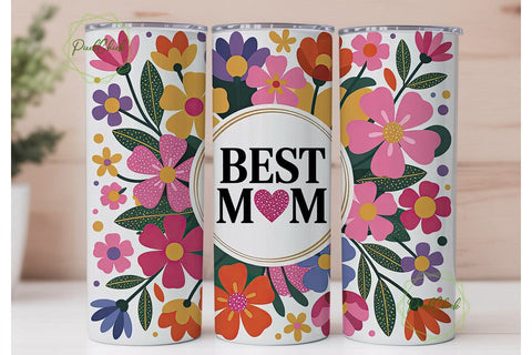 Best Mom Floral 20oz Tumbler Wrap Sublimation PixelChick 