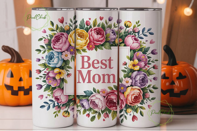 Best Mom Floral 20oz Tumbler Wrap Sublimation PixelChick 