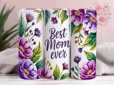 Best Mom Floral Tumbler Gift, Mother's Day Wrap, 20oz Sublimation Wrap, Mom Gift Cup, Floral Mom Design, Gift for Her, Cute Mom Quote Tumbler Sublimation Li Zamperini 