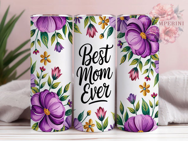 Best Mom Floral Tumbler Gift, Mother's Day Wrap, 20oz Sublimation Wrap, Mom Gift Cup, Floral Mom Design, Gift for Her, Cute Mom Quote Tumbler Sublimation Li Zamperini 