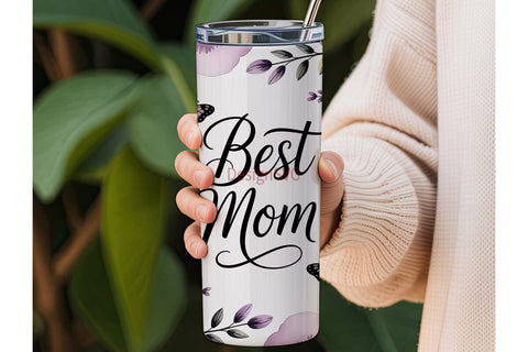 Best Mom Floral Tumbler Wrap Sublimation DesignSVG 