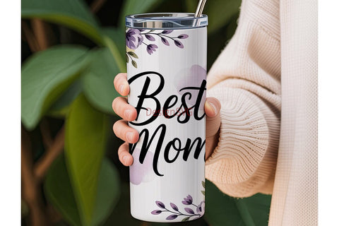 Best Mom Floral Tumbler Wrap Sublimation DesignSVG 
