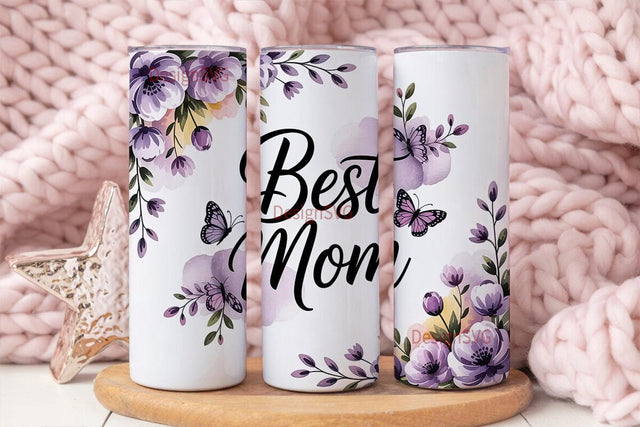 Best Mom Floral Tumbler Wrap Sublimation DesignSVG 