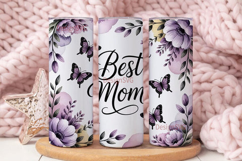 Best Mom Floral Tumbler Wrap Sublimation DesignSVG 