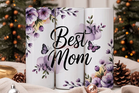 Best Mom Floral Tumbler Wrap Sublimation DesignSVG 