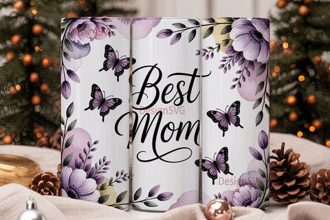 Best Mom Floral Tumbler Wrap Sublimation DesignSVG 