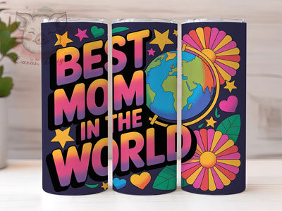 Best Mom in World 20oz Tumbler, Floral Mom, Best Mom Ever, Best Mom In The World, 20oz Tumbler Wrap, PNG Sublimation Design, Gift For Mom Sublimation Lara' s Designs 