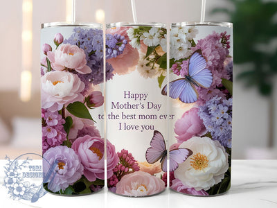 Best Mom Love You 20oz Tumbler, Best Mom Ever, I Love You, Floral Print, 20oz Sublimation, PNG Design, Gift Idea Sublimation ToriDesigns 
